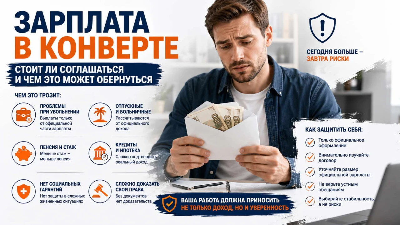 Зарплата в конверте: чем опасна неофициальная зарплата?