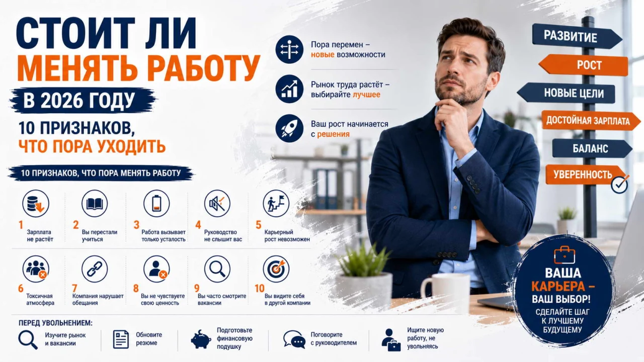 Стоит ли менять работу в 2026 году: 10 признаков, что пора уходить